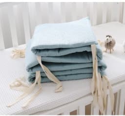 One-piece Waffle Gauze Cotton Washable Baby Crib Bumper Set for Newborns To Prevent Bumps and Falls