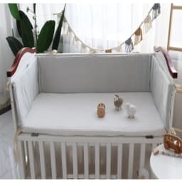 One-piece Waffle Gauze Cotton Washable Baby Crib Bumper Set for Newborns To Prevent Bumps and Falls