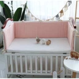 One-piece Waffle Gauze Cotton Washable Baby Crib Bumper Set for Newborns To Prevent Bumps and Falls