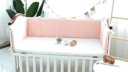 One-piece Waffle Gauze Cotton Washable Baby Crib Bumper Set for Newborns To Prevent Bumps and Falls