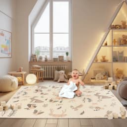 Moby-System Large Double-Sided Foam Foldable XPE Educational Mat Infant Children Soft Anti-Slip Boho