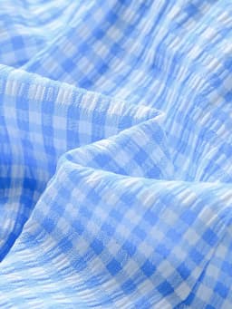 Summer Baby Girls 2Pcs Set 9-12M Blue Gingham Cherry Embroidered Ruffle Top & Bloomers Infant Casual Daily Wear