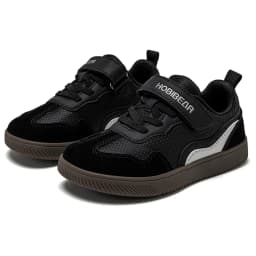 HOBIBEAR Kids Wide Toe Barefoot Shoes Hook Loop Minimalist Sneakers Artificial Leather Mesh Retro Walking Shoes for Big Kid