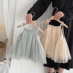 Girls ins strap dress, summer new Korean girls sweet princess dress mesh strap dress, suitable for going out