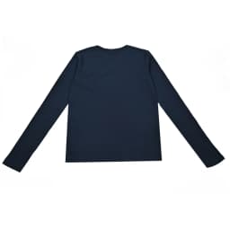Kids Shirt Dark Navy Blue Boy and Girls Casual School Shirt Long Sleeves Top Round Neck Children Clothes Logo Embroidery