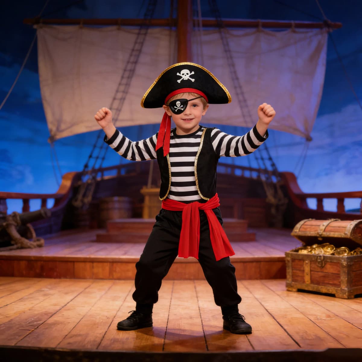 2026 Carnival pirate costume for boys fancy Children's top and bottom clothes Sets+hat eye patch ocean adventure pirate For Boys