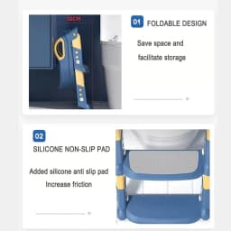 Portable Kids Toilet Potty Training Seat Folding Trainer Height Adjustable Wite Waterproof Cushioned Mat for Boys Girls Children