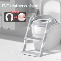 Portable Kids Toilet Potty Training Seat Folding Trainer Height Adjustable Wite Waterproof Cushioned Mat for Boys Girls Children