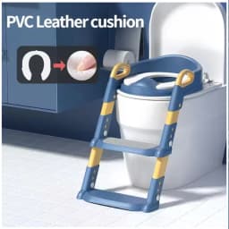 Portable Kids Toilet Potty Training Seat Folding Trainer Height Adjustable Wite Waterproof Cushioned Mat for Boys Girls Children