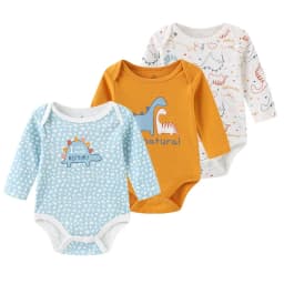 Kiddiezoom 3 Pcs Newborn Cartoon Long Sleeve 100%cotton Baby Boy Girl Bodysuit Soft Infant Onesies Clothes