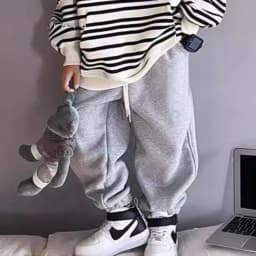 ZOETOPKID Spring Autumn School Kids 2PCS Tracksuit Boys Loose Striped Sweatshirt+Gray Sweatpant Workout Sets Child Jogger Outfit