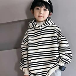 ZOETOPKID Spring Autumn School Kids 2PCS Tracksuit Boys Loose Striped Sweatshirt+Gray Sweatpant Workout Sets Child Jogger Outfit