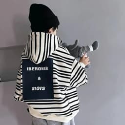 ZOETOPKID Spring Autumn School Kids 2PCS Tracksuit Boys Loose Striped Sweatshirt+Gray Sweatpant Workout Sets Child Jogger Outfit