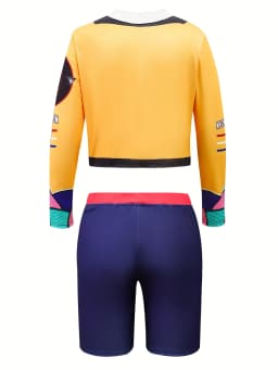 Girls' Casual Outfit: Long-Sleeved Top + Tight Shorts Two-Piece Set with Cartoon Print, Fashionable and Versatile, Suitable for Girls Aged 4-11, for Home and Outings