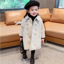 2 3 4 5 6 7 Years Girls Wool Coats New Korean Version Long Kids Jacket Spring Autumn Double Breasted Children Outerwear Clothing