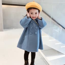 2 3 4 5 6 7 Years Girls Wool Coats New Korean Version Long Kids Jacket Spring Autumn Double Breasted Children Outerwear Clothing