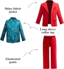 Boys Clown Cosplay Halloween Costume Red Suits Kids Jacket Shirt Vest Pants Suits For Movie Circus Joker Party Carnival Outfit