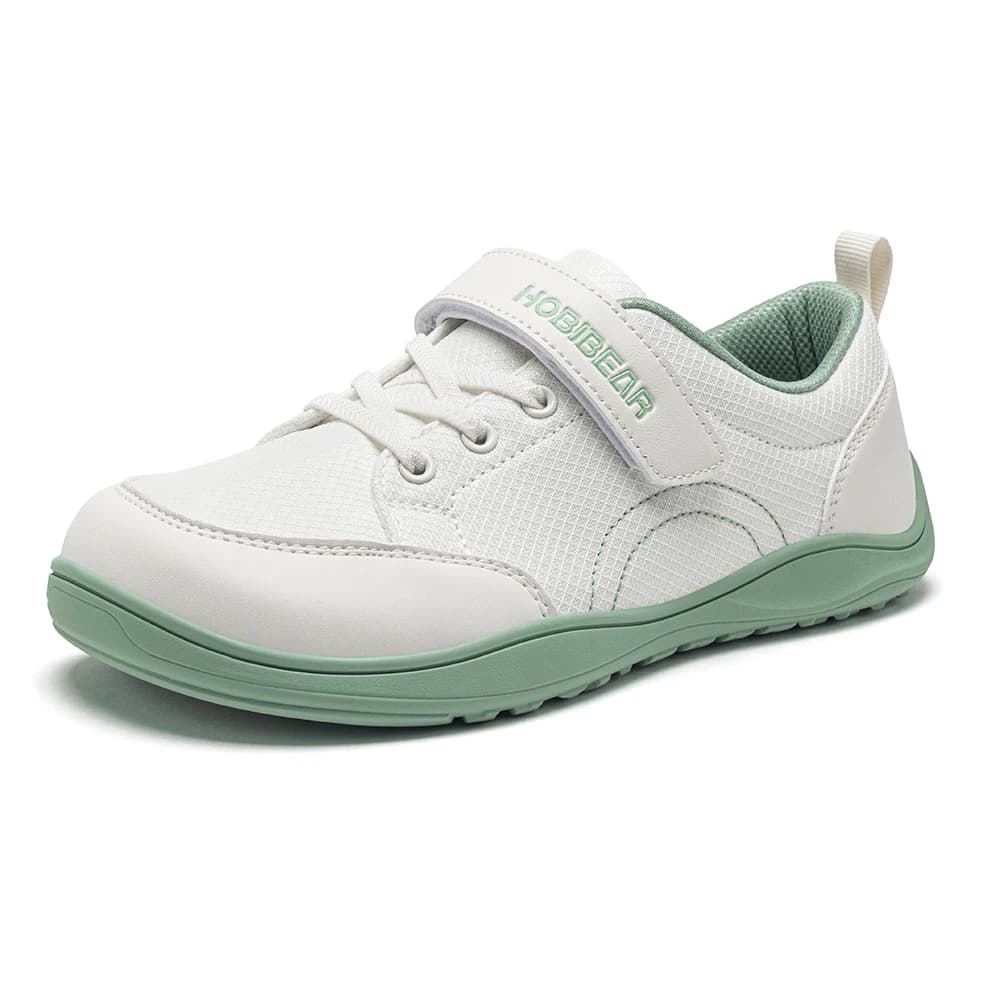 HOBIBEAR Wide Width Shoes Kids Barefoot Hook-Loop Sneakers Artificial Leather Mesh Lightweight Zero Drop Walking Shoes