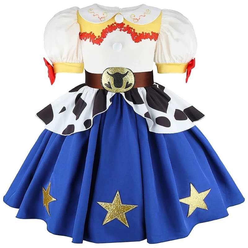 2 3 4 5 6 7 8 Years Cosplay Jessie Girls Dress Summer Cute Cartoon Woody Little Princess Dress Birthday Gifts New Kids Clothes