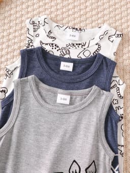 3-Piece Set, Cute Casual Dinosaur Print Three-Piece Set for Newborn Baby Boys, Sleeveless Vest Style with Small Round Neck Jumpsuit, Baby Summer Romper Set, Suitable for Daily Wear, Commuting, and Outdoor Activities