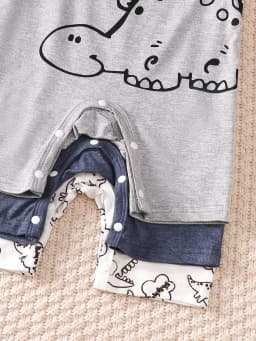 3-Piece Set, Cute Casual Dinosaur Print Three-Piece Set for Newborn Baby Boys, Sleeveless Vest Style with Small Round Neck Jumpsuit, Baby Summer Romper Set, Suitable for Daily Wear, Commuting, and Outdoor Activities