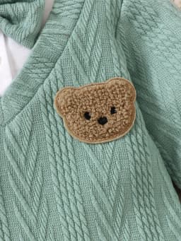 Baby Boy Long Sleeve Polo Patchwork Knitted Pants Romper with Bow Tie Casual Cute College Style Baby Outfit