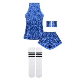 LOlanta Girls Sequins Dance Clothes Dress 4-12 Years Sparkle Hip Hop Jazz Dance Outfit, Sleeveless Top and Shorts