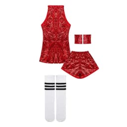 LOlanta Girls Sequins Dance Clothes Dress 4-12 Years Sparkle Hip Hop Jazz Dance Outfit, Sleeveless Top and Shorts