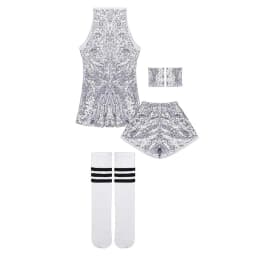 LOlanta Girls Sequins Dance Clothes Dress 4-12 Years Sparkle Hip Hop Jazz Dance Outfit, Sleeveless Top and Shorts