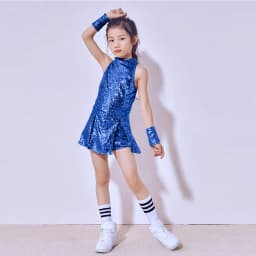 LOlanta Girls Sequins Dance Clothes Dress 4-12 Years Sparkle Hip Hop Jazz Dance Outfit, Sleeveless Top and Shorts