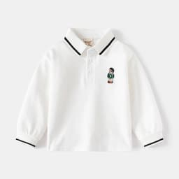 Boys Polo Shirts Long Sleeve 100Cotton Spring Autumn Kids Clothes Cute Bear Boutique Toddler Boy Polo Shirt 1 to 2 3 4 5 6 Years
