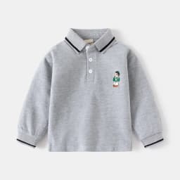 Boys Polo Shirts Long Sleeve 100Cotton Spring Autumn Kids Clothes Cute Bear Boutique Toddler Boy Polo Shirt 1 to 2 3 4 5 6 Years
