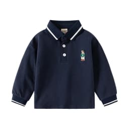 Boys Polo Shirts Long Sleeve 100Cotton Spring Autumn Kids Clothes Cute Bear Boutique Toddler Boy Polo Shirt 1 to 2 3 4 5 6 Years
