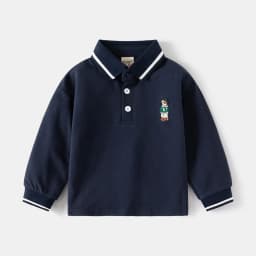 Boys Polo Shirts Long Sleeve 100Cotton Spring Autumn Kids Clothes Cute Bear Boutique Toddler Boy Polo Shirt 1 to 2 3 4 5 6 Years