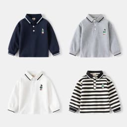 Boys Polo Shirts Long Sleeve 100Cotton Spring Autumn Kids Clothes Cute Bear Boutique Toddler Boy Polo Shirt 1 to 2 3 4 5 6 Years