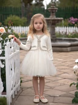 Girls' autumn fashion cute new dress, fluffy princess dress - white