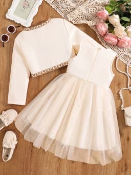 Girls' autumn fashion cute new dress, fluffy princess dress - white