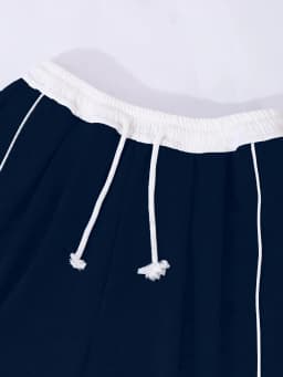 Kids Girls 1-Piece Wide Leg Sweatpants, Navy White Elastic Drawstring Waist Casual Trousers With Double White Side Strip Loose J