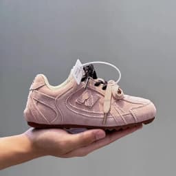 Kid Running Shoes Toddler Autumn Children's Boys Girls Microfiber Leather Thin Bottom Two-tone Shoelaces Non-slip Training Shoes