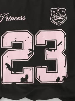 Kids Girls 2-Piece Casual Outfit, Black Pink Number 23 Bow Print Short Sleeve T-Shirt & Side Stripe Bow Decor Wide Leg Pants Set