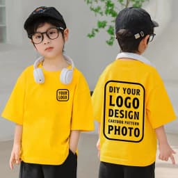 Pure Cotton Personalized Gift T-shirt Tops Custom T-shirts, Printed with Your Design, Logo Text Children's Round Neck Printed
