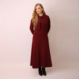 Shabbos Long Sleeve Knit Maxi Dress And Cardigan Set Square Collar Casual Outfit New Fall Collection XS-3XL