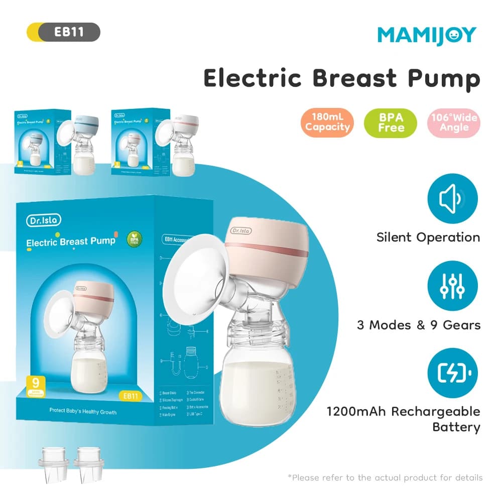 MAMIJOY Portable Electric Breast Pump Intelligent Integrated High Suction Breast Pump Fortable Painless&Silent Breast EB11