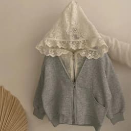 Girls' Korean Lace Hooded Cardigan + Apron Dress – 2-Piece Spring Casual Outfit for Toddler, Soft Daily Wear Baby Girl Clothes