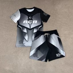 2026 New Sports Set Men's Kids Red Black Camo Graphic Rash Guard Top & Shorts Quick Drying MMA Training Combat Suit