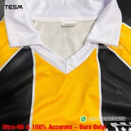Men's 2005 Retro Lapel Polo Soccer Jersey, Black and Yellow Vertical Striped Football Shirt, Casual Sports Short Sleeve Team Uni