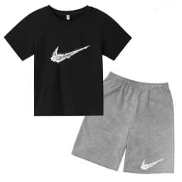 Summer Brand White T-shirt+Shorts Two-piece Set Kids New Clothing Fashion Letter Boy Girl3-13Yrs Sports Short-sleeved Casual Set