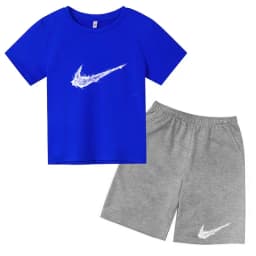 Summer Brand White T-shirt+Shorts Two-piece Set Kids New Clothing Fashion Letter Boy Girl3-13Yrs Sports Short-sleeved Casual Set