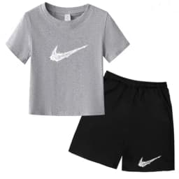Summer Brand White T-shirt+Shorts Two-piece Set Kids New Clothing Fashion Letter Boy Girl3-13Yrs Sports Short-sleeved Casual Set