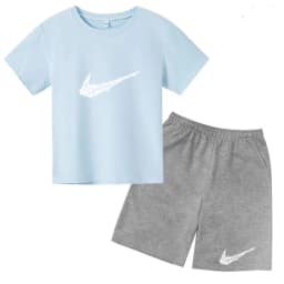 Summer Brand White T-shirt+Shorts Two-piece Set Kids New Clothing Fashion Letter Boy Girl3-13Yrs Sports Short-sleeved Casual Set